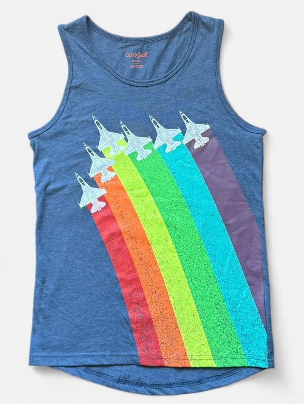 Cat & Jack Blue Tank with Rainbow Jet Graphic